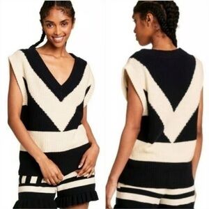 Victor Glemaud for Target. Black and Cream V-Neck Sweater Vest.